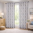 thumbnail image 6 of OVZME Dark Blue Floral Printed Curtains 84 Inches Long 2 Panels Set, Farmhouse Faux Linen Light Filtering Rod Pocket Window Drapes for Living Room Bedroom, Each 40"W x 84"L, 6 of 9