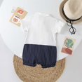 thumbnail image 4 of KVPLBQFD Sweatsuit Baby Boys Summer Denim Romper Short Sleeve Lapel Button down Jumpsuit with One Pocket Stylish Denim Romper Baby Girl Onesies Gift for 6 Month Old Boy, 4 of 9