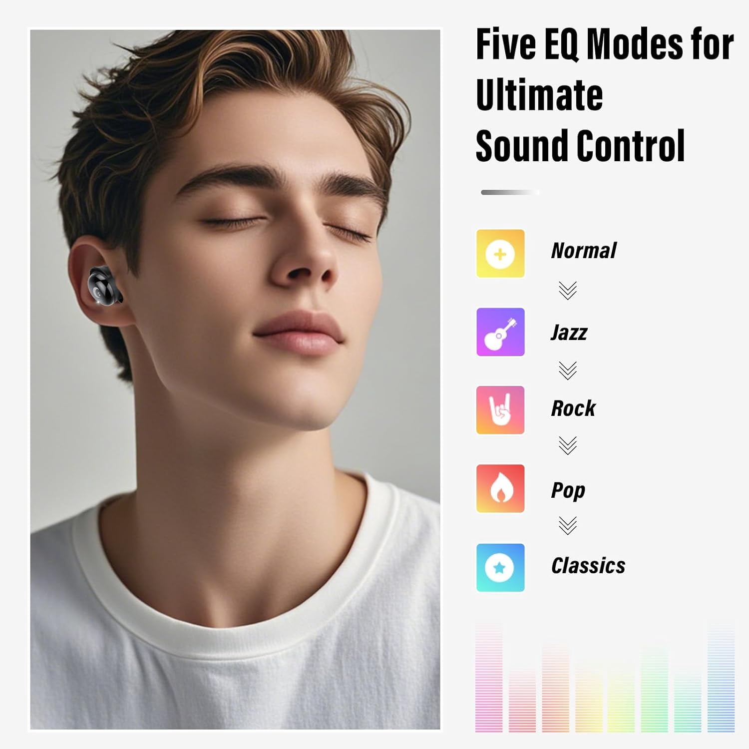 Sleep Earbuds Bluetooth 5.4 in Ear Smart Touch Screen Headphones, 48H Noise Cancelling Ear Buds with 5 EQ Modes, Mini Wireless Headphones Small Design for Side Sleepers, Clear Calls Earphones, IPX7