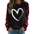 thumbnail image 2 of FASHOFT Valentines Shirts for Women Cute Love Heart Graphic Shirts Heart Print Long Sleeve Tops Crewneck Pullover Sweatshirt Black L, 2 of 4