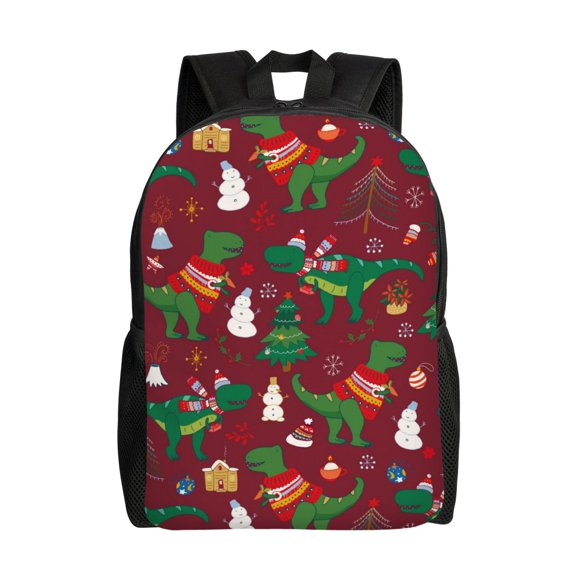 Saiise Dinosaur Christmas Happy New Year for Backpack for Daily Travel School Work Fits 15in Laptop Lightweight Casual Bag for Men and Women