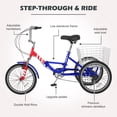 thumbnail image 3 of Lilypelle 20 Inch Adult Tricycles Folding Tricycle 3 Wheel Bikes 7 Speed Trike with Shopping Basket for Seniors, 3 of 15