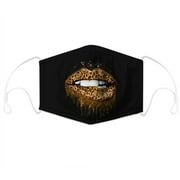 Face Mouth Nose Mask Cover Protection Reusable Cotton Blend Five Layer Filter Adjustable One Size Unisex Sexy Leopard Lips Design