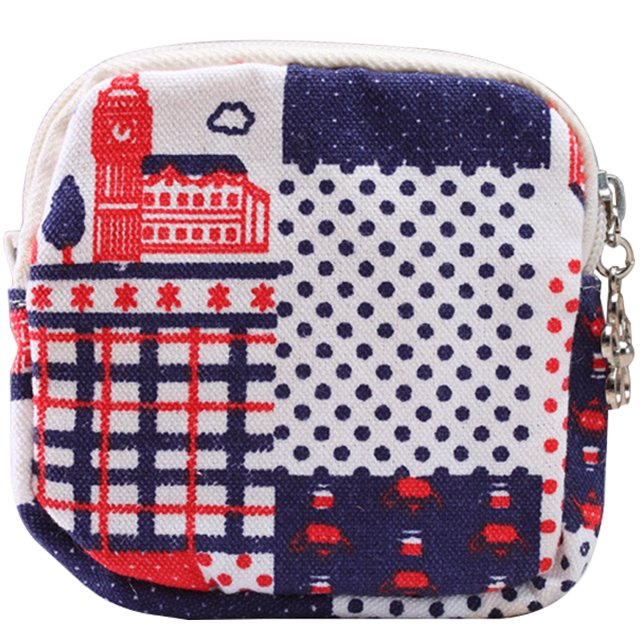 Women Coin Purse Cartoon Canvas Change Pouch Small Wallet Coin Bag with Zipper
