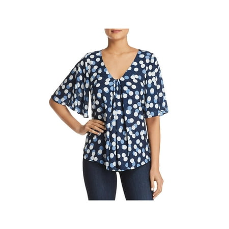 B Collection by Bobeau Womens Presley Polka Dot Pleated Blouse