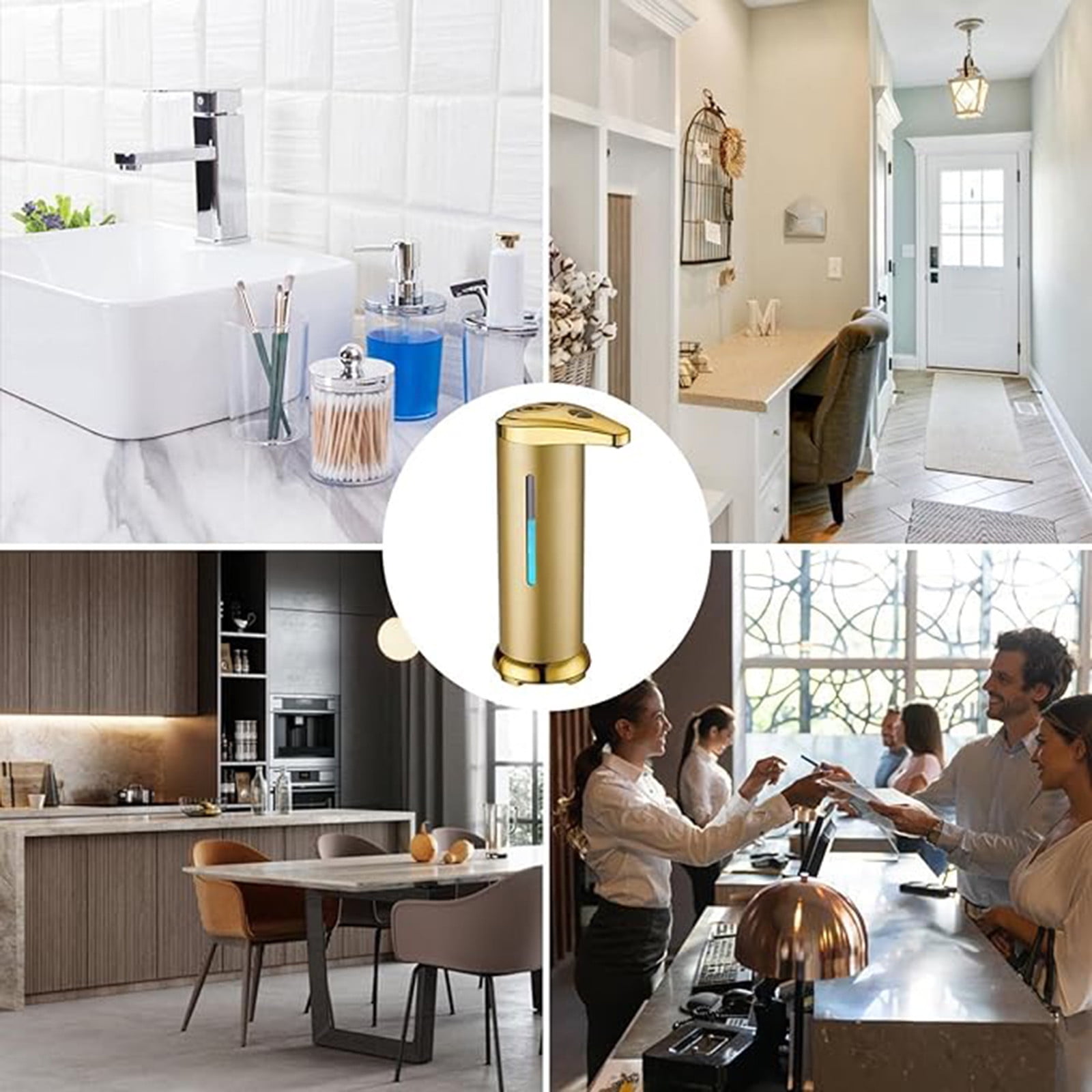 Automatic Soap Dispenser, Stainless Steel Handfree Touchless, Easy to Use, Battery Operated Touchless, Sensor Dispenser for Bathroom Kitchen Hand Lotion