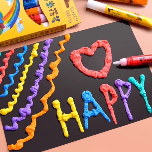 Magic puffy pens, Livrdious 3D Magic Foam Texture Painting Kit, 3D Printing Bubble Pen Heat Activated Puffy Paint Marker for Drawing, DIY Crafts & Gifts Art Supplies, 6 Colors