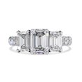 thumbnail image 2 of 3 Stone Engagement Promise Rings for Women | Center 7X5MM Emerald Cut Lab Created Moissanite Promise Rings for Her in 14K Solid White Gold, Ring Size 5.5, 2 of 6