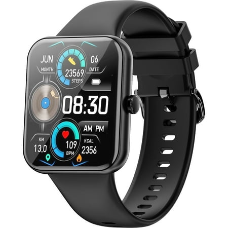 Carkira Smart Watch for Men Women, IP67 Waterproof Fitness Tracker Smart Watch with Heart Rate Blood Oxygen Detector, Smart Watch for Apple Android Phones (Black)