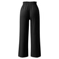 thumbnail image 5 of AOMPMSDX Women'S Pants Ladies Lotu Leaf High Waist Ice Silk Wrinkled Pants Elegant Casual Wide Leg Loose Pants Black Daily Trousers XL, 5 of 6