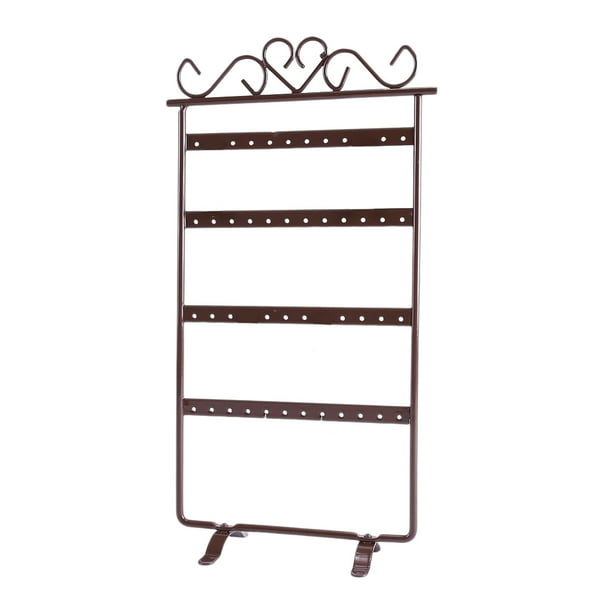 Guardurnaity Soporte para pendientes, organizador de joyas montado con 48 agujeros, estante de almacenamiento práctico portátil de gran capacidad Ropa, zapatos y accesorios Miscelánea Bronce