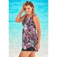 thumbnail image 3 of Swim 365 Women's Plus Size Longer-Length Handkerchief Hem Tankini Top, 3 of 6