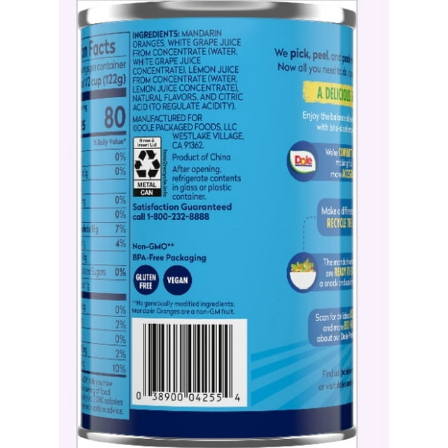 Dole Mandarin Oranges in 100% Fruit Juice From Concentrate**, 15 oz Can (Pack of 6)