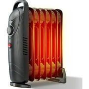 LifePlus Oil Filled Heater, Portable Radiant Space Heater with Energy Saving, Overheat Safety, 700W Small Space Heater Quiet Work for Bedroom, Indoor use (Black)