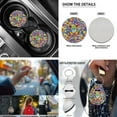 thumbnail image 5 of Jeiento Cute Tree Frog 13 PCS Car Seat Covers Full Set with Steering Wheel Cover Seat Belt Pads Armrest Cushion Abstract Hippie Flower Coasters Keychain Lipstick Holder Auto Accessory Sets, 5 of 8