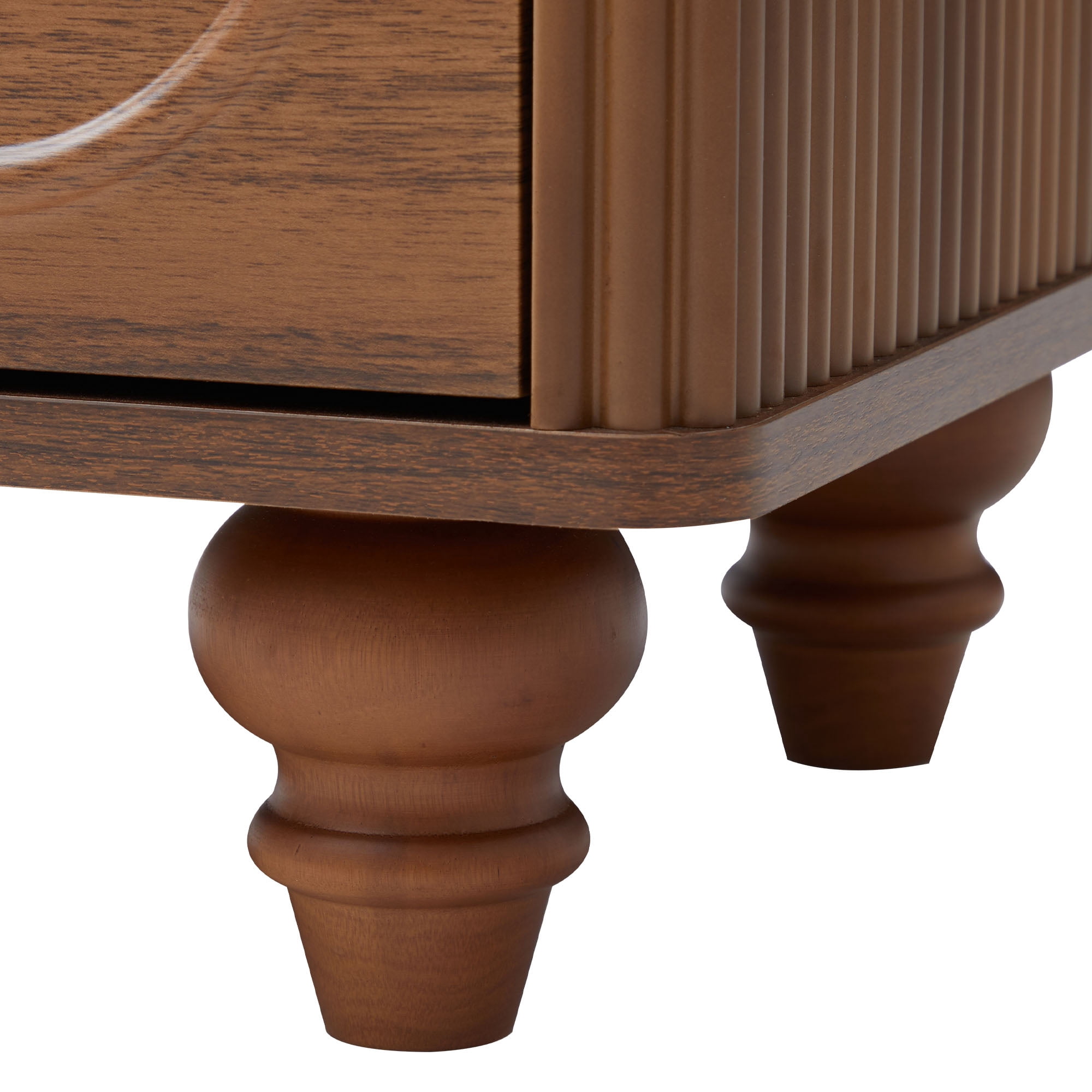 Wirrytor 2-Drawer Fluted Nightstand Set of 2, Mid-Century  Bedside Table , Night Stands for Bedroom, Sofa Side End Table with Drawers for Small Spaces (Walnut)