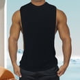 thumbnail image 3 of Xioeram Summer Men Vest Solid Color Sleeveless O Neck Thin Sweat Absorption Quick Dry Loose Deep Armpit Fitness Workout Jogging Tank Top, 3 of 8