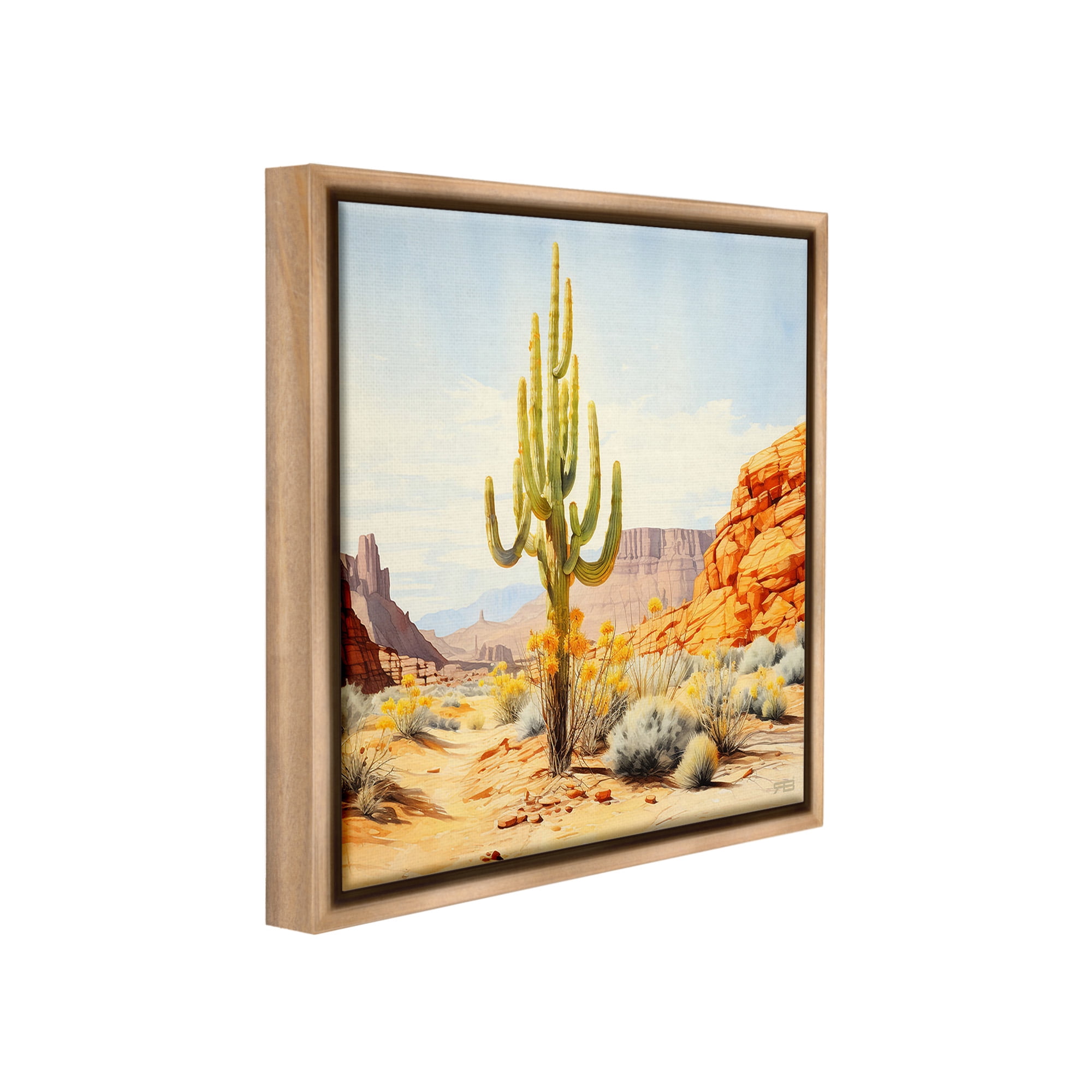 Stupell Industries Desert Canyon Mesa Landscape Painting Brown Floater Framed Canvas Art Print Wall Art, 25 x 25