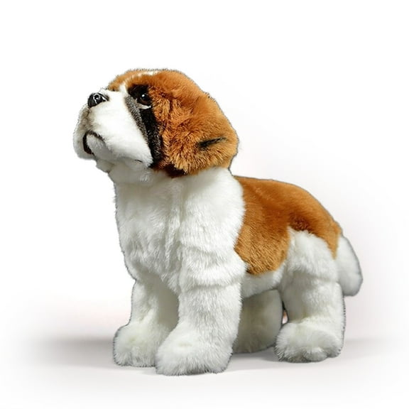 PuffPurrs Lifelike Saint Bernard Plush Toy, Realistic Alpine rescue dog Teddy Stuffed Animal, Cute Family Dog Toy Gift, 26 CM/10 IN