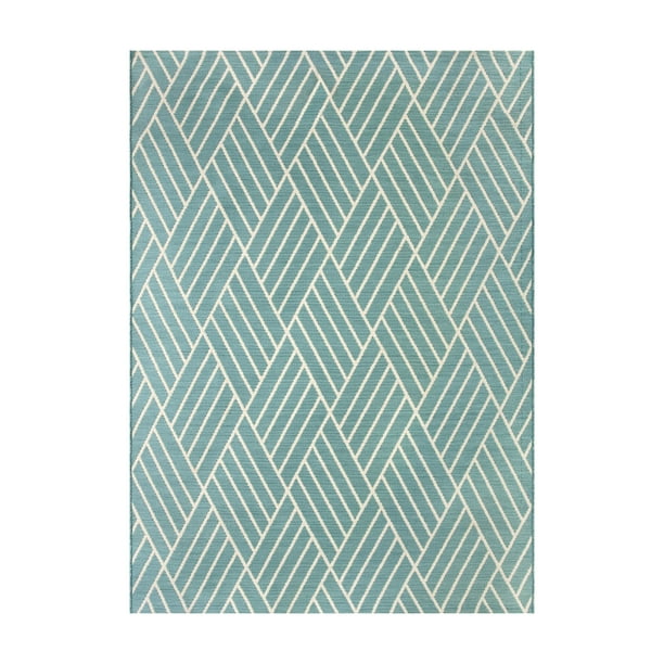 Better Homes & Gardens 7' x 10' Turquoise Diamond Outdoor Rug
