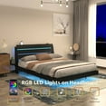 thumbnail image 3 of Floating Bed Frame Queen Size with LED Lights and USB Charging Station, Modern Platform Bed with Storage Headboard, No Box Spring Needed, Easy Assembly, Black, 3 of 8