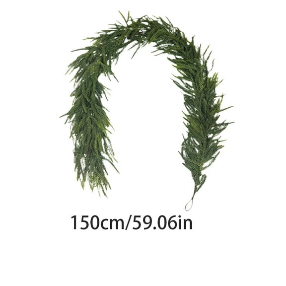 59in Christmas Norfolk Pine Garland, Green Artificial Real Touch Cedar Garland,Pine Garland for Mantle, Table,Stair Handrail,Indoor, Outdoor Christmas Decorations