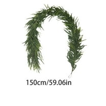 59in Christmas Norfolk Pine Garland, Green Artificial Real Touch Cedar Garland,Pine Garland for Mantle, Table,Stair Handrail,Indoor, Outdoor Christmas Decorations