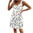thumbnail image 1 of Vestido Corto para Mujeres Verano sin Mangas Cuello en V, Impresión de Moda con Bolsillos, Poliéster de Algodón Casual, 1 of 9