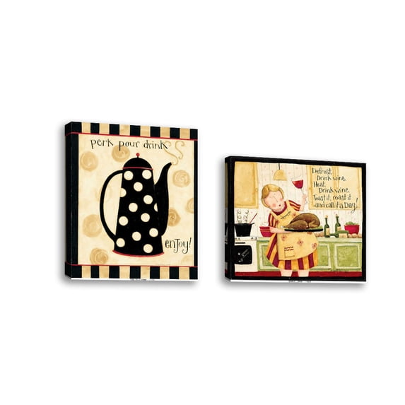 Set of 2 - Drink - Contemporary Fine Art Giclee on Canvas Gallery Wrap - wall décor - Art painting - 18 x 15 Inch - Ready to Hang