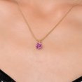 thumbnail image 3 of Gem Stone King 14K Yellow Gold Pink Moissanite Pendant Necklace for Women | 0.80 Cttw | Gemstone Birthstone | Round 6MM | With 18 inch Chain, 3 of 6