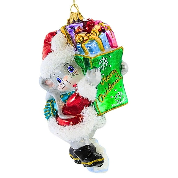 Huras Family 6.00In Little Mouse With Christmas Gifts, Glass, First Christmas Baby Hf977