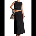 thumbnail image 1 of Vestido Maxi Plisado Fluido para Mujer, Vestido Maxi de Cintura Alta, Vestido Maxi de Fantasía Negro M, 1 of 8