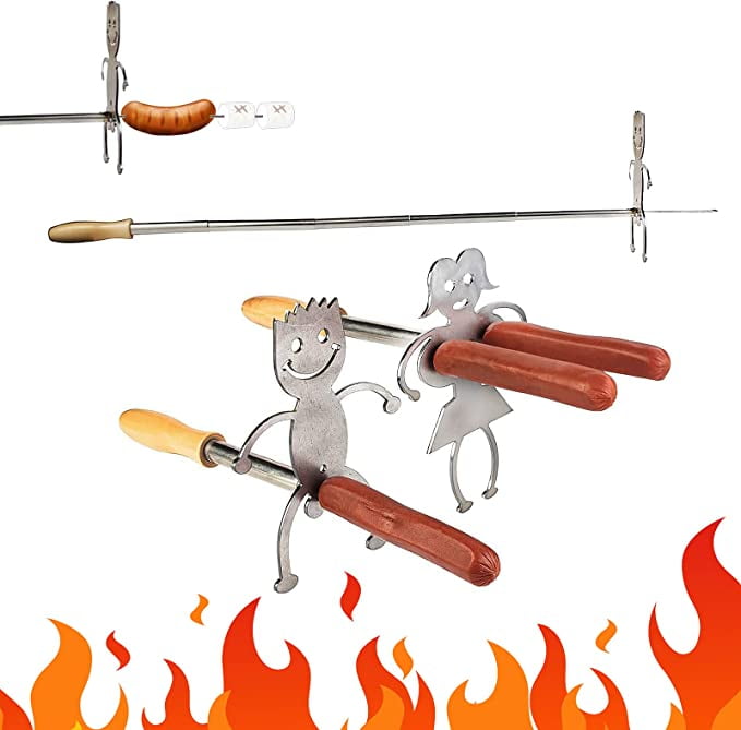 Hotdog & Marshmallow Roaster Extendable 30 Inch Fire, BBQ Skewers Set