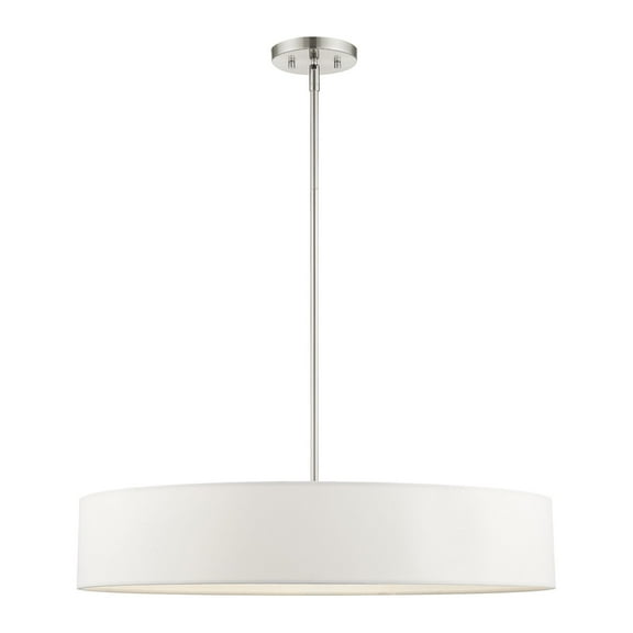 Livex Lighting  5 Light Brushed Nickel Pendant Chandelier, 46925-91 - 26" Dia x 13.5" - 43.5" Adj. H