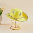 thumbnail image 3 of RUINIXCW Women Cowboy Hat Shinny Rhinestone Star Cowgirl Hat Wide Brim Diamond Felt Western Hat Wedding Music Carnival Dress-up Party Costume Accessories, 3 of 7