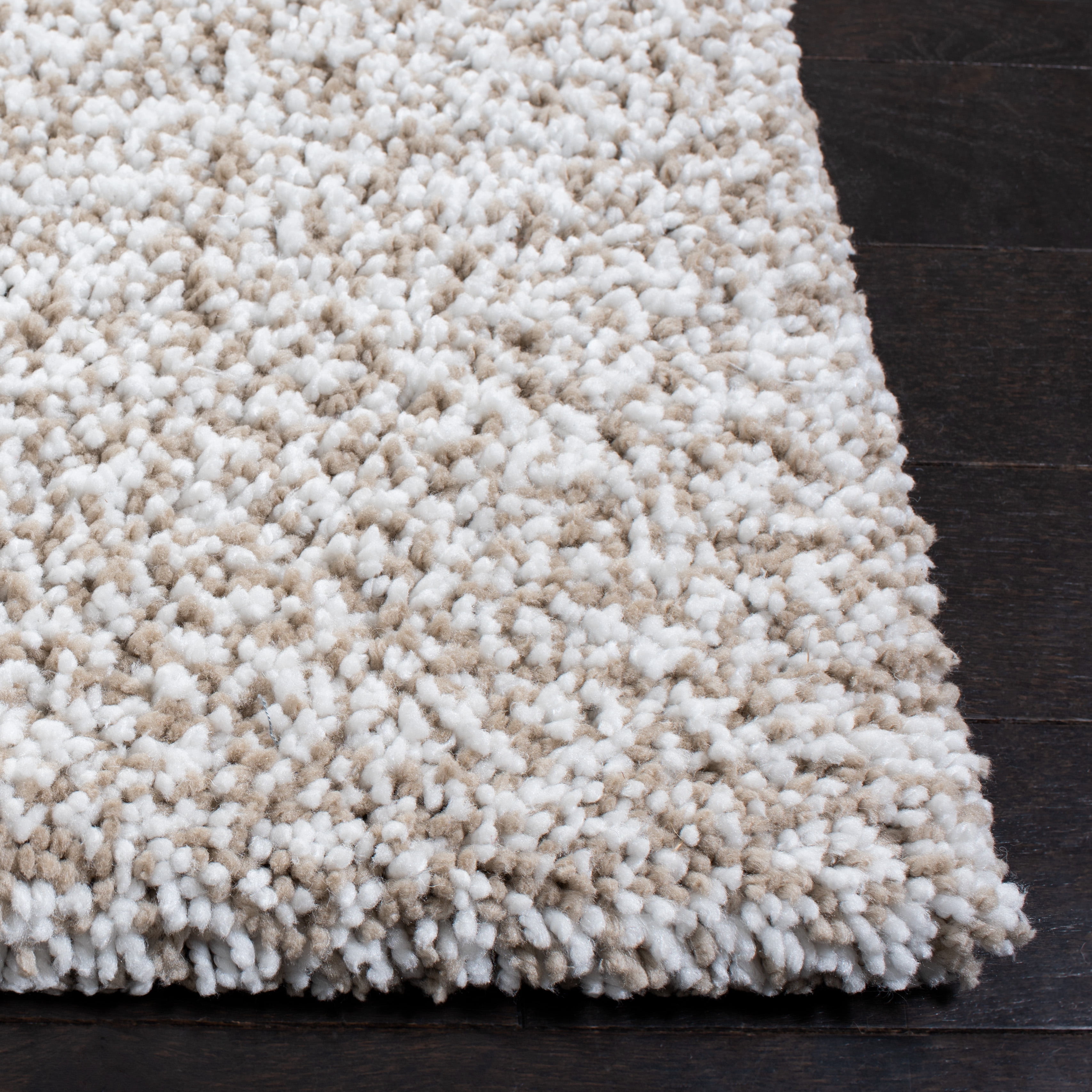 Safavieh Ultimate Atanas Solid Polyester Shag Area Rug, Sand/Ivory, 6' x 9'