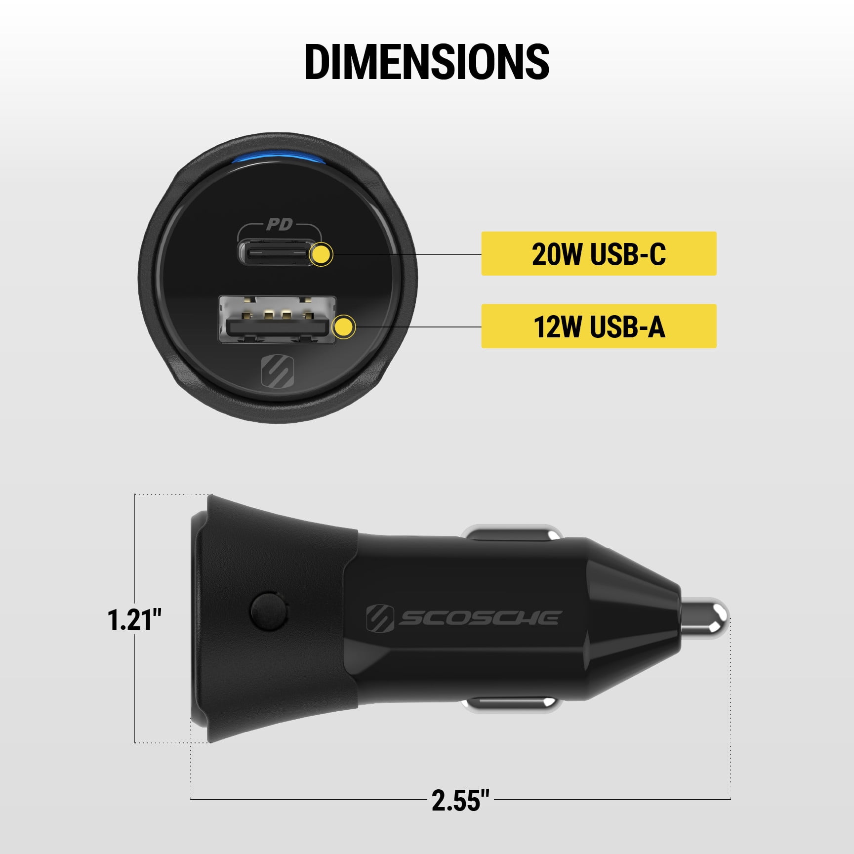 Scosche CPD32LT-1 FoundIT® Charge 32W USB-C & USB-A Charger + Built-in Locator For Apple & Android