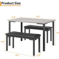 thumbnail image 3 of 43.3-pulgada 3-piece dining mesa set con 2 forrado benches - space-saving para 4, gray, ideal para para small kitchens, dining rooms, y apartments, 3 of 7