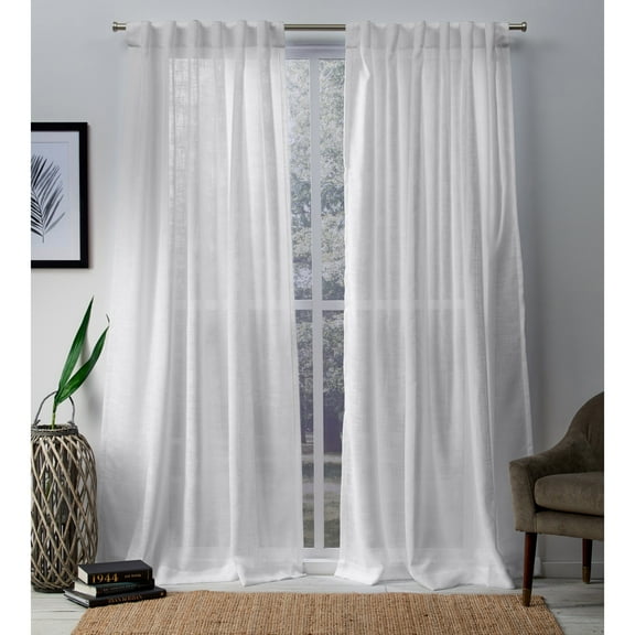 Exclusive Home Bella Sheer Hidden Tab Top Curtain Panel Pair, 54"x84", Winter White