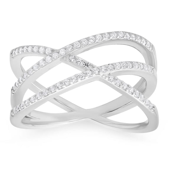 Kylie Harper Sterling Silver Criss-Cross CZ Ring