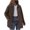 Brown(Trend), variant on Coorders Women's Faux Suede Cropped Jacket with Pockets, Women's Casual Heavyweight Bottom Down Suede Jackets Coats ,Women's Plus Khaki,Size L
