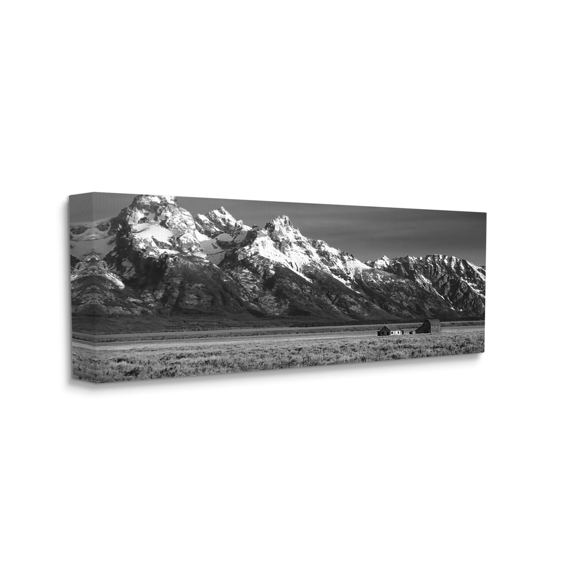 Stupell Industries Rural Cabin & Mountains Landscape Photography Gallery Wrapped Canvas Art Print Wall Art, 30 x 13