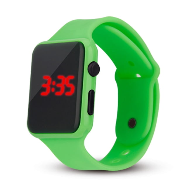 Kids LED Digital Watch Year Month Date 24 Hour Display Square Sports Wristwatch