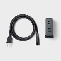 4 Port Charging Hub Vertical 2C   2A  Black Saffiano
