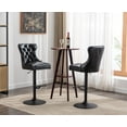 thumbnail image 6 of Guyou Modern PU Leather Swivel Bar Stools Set Of 2, Adjustable Upholstered Bar Stools with Button Tufted and Nailhead Decoration, Black, 6 of 13