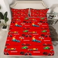 thumbnail image 2 of Homewish 4-Piece King Sheet Set, Sports Car Racing & Plaid Grid Pattern, 2 of 7