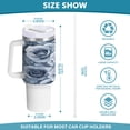 thumbnail image 3 of 40 Oz Car Handle Water Bottle Water Cup Water Bottle Water Jug Coffee Cup Travel Water Bottle Cartoon Gray Flowers, 3 of 8