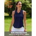 thumbnail image 3 of Pinspark Collared Shirts for Women Sleeveless Solid Golf Tennis Shirts Stretchy Quick Dry Workout Tops Activewear, 3 of 6