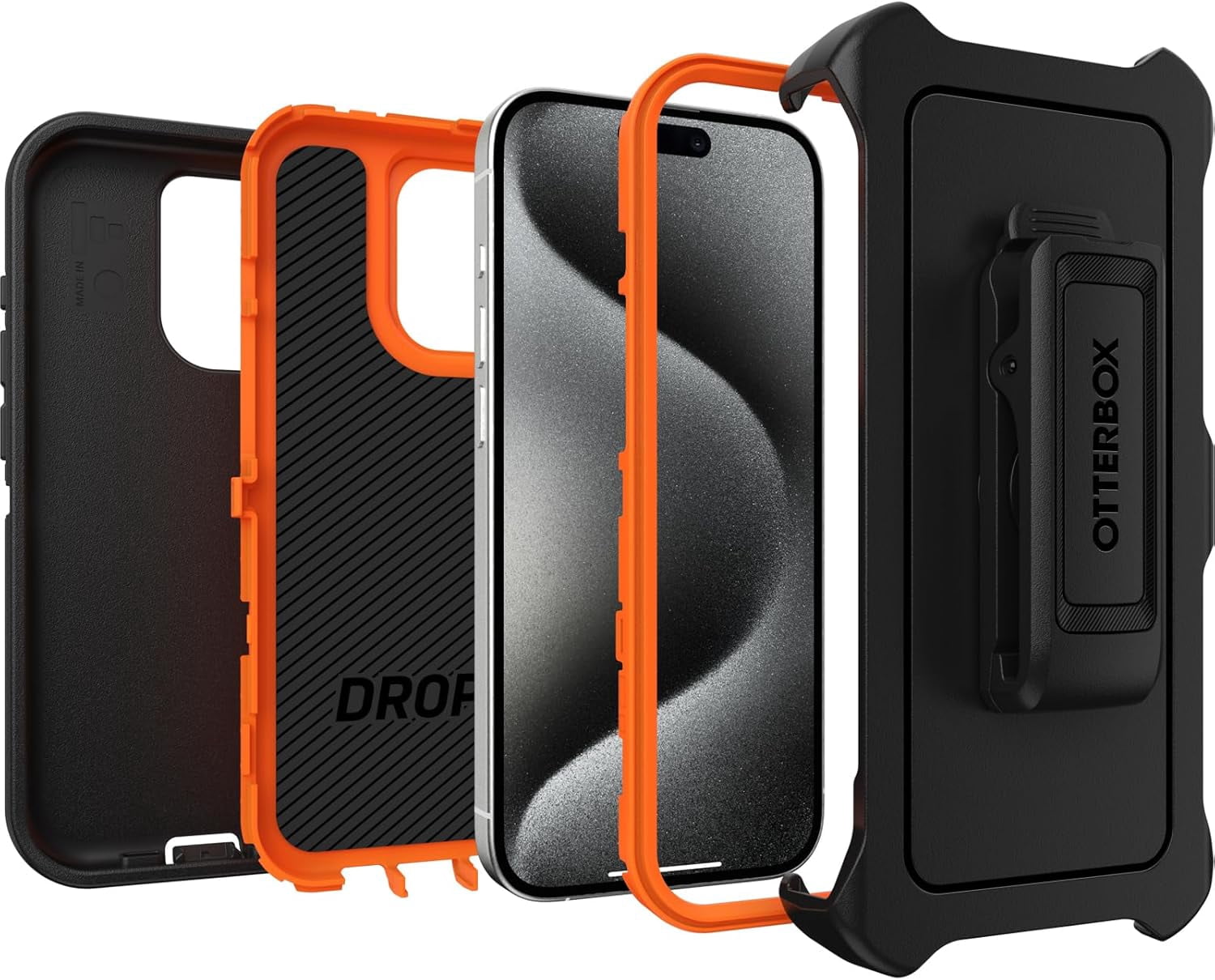 OtterBox iPhone 15 Pro (Only) - Defender Series Case - Realtree Blaze Edge (Camo) - Screenless - Rugged & Durable - with Port Protection - Holster Clip Includes - Non-Retail Packaging