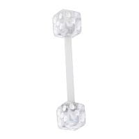 Body Jewelry Tongue Ring Bioplast Flex barbell shaft with dice (Best Flex Shaft For Jewelry)